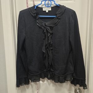 St. John sparkle ruffled sweater jacket size 10